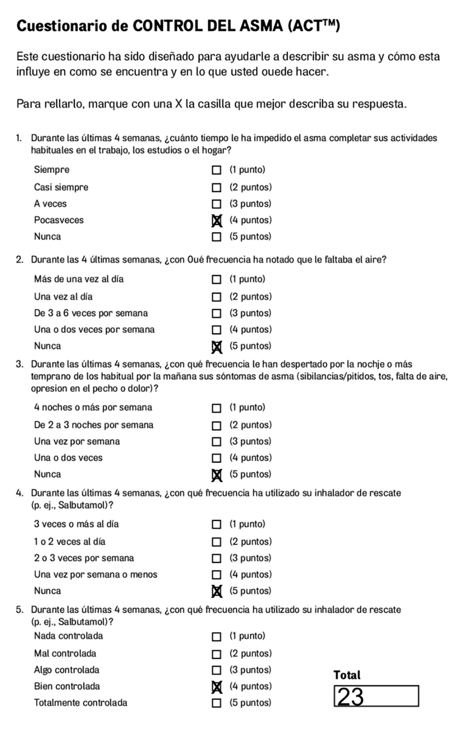 Cuestionario de control del asma