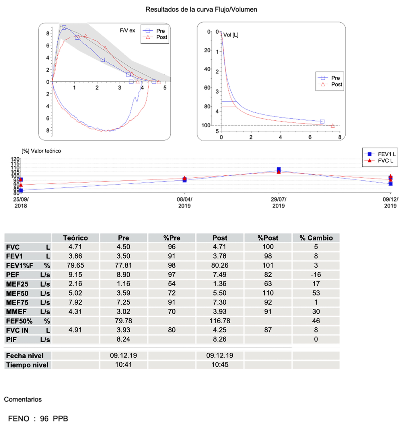 Resultados de la curva Flujo/Volumen 2
