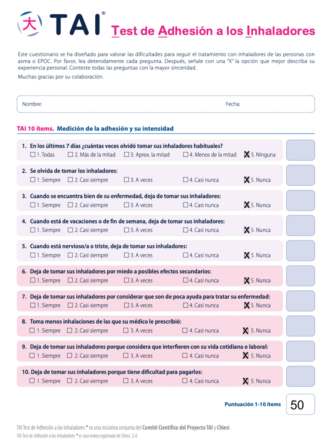Test de Adhesión a los Inhaladores